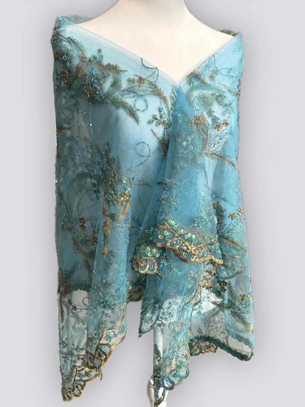 Embellished Sheer Shawl